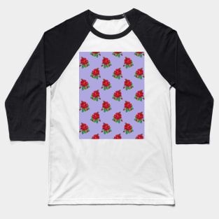 Red vintage roses on lilac Baseball T-Shirt